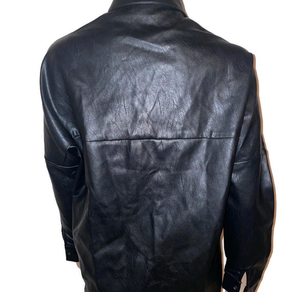 MISSGUIDED Faux Leather Button Down Oversize Shirt Dress SZ 6 - Picture 3 of 5